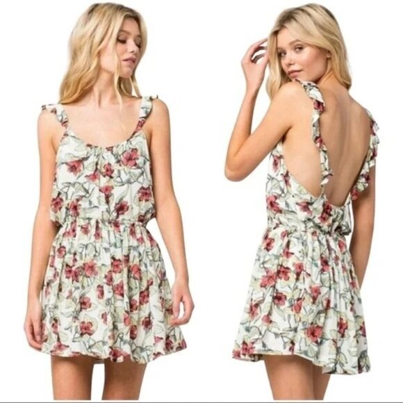 Free People Dresses & Skirts - Free People Dear You White Floral Ruffle Strap Mini Dress